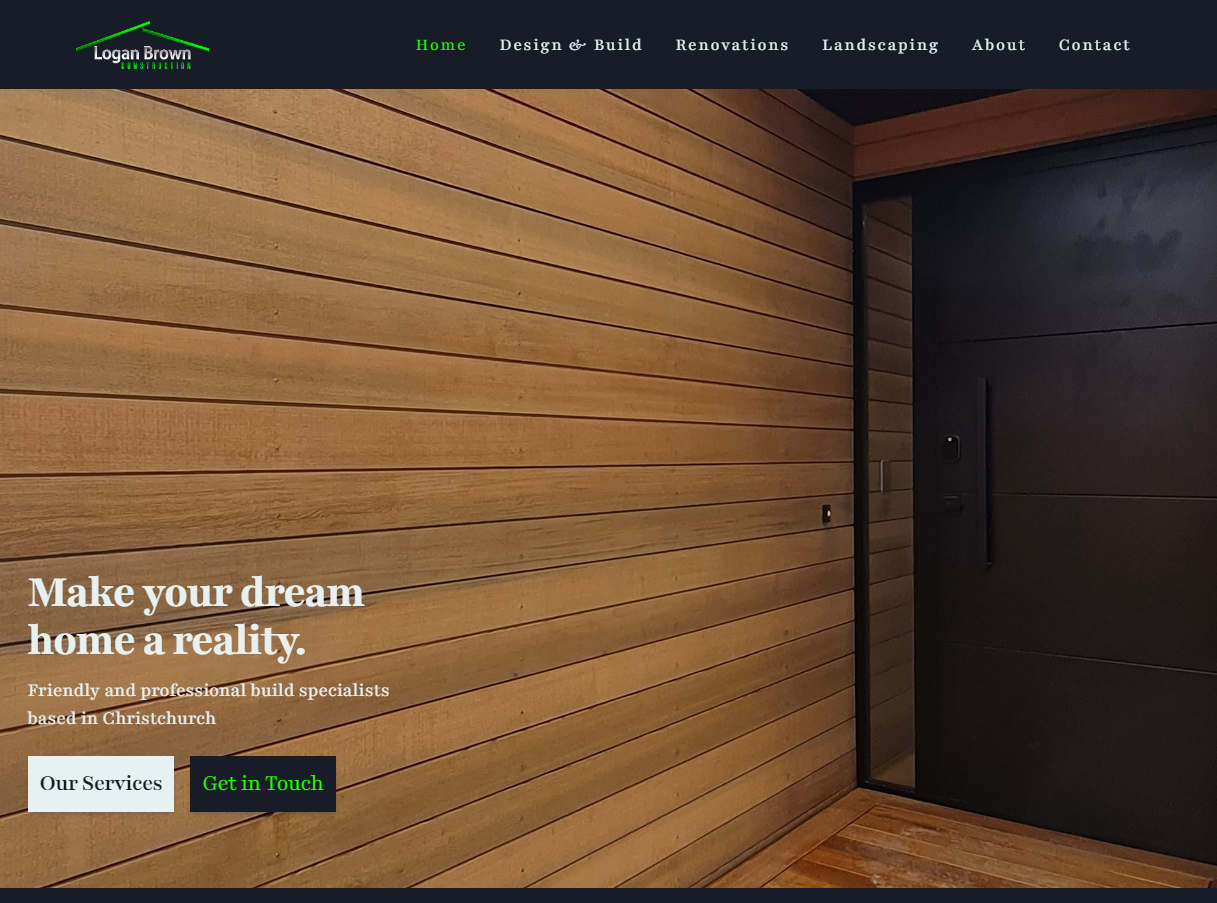 Screenshot of Logan Brown Construction website